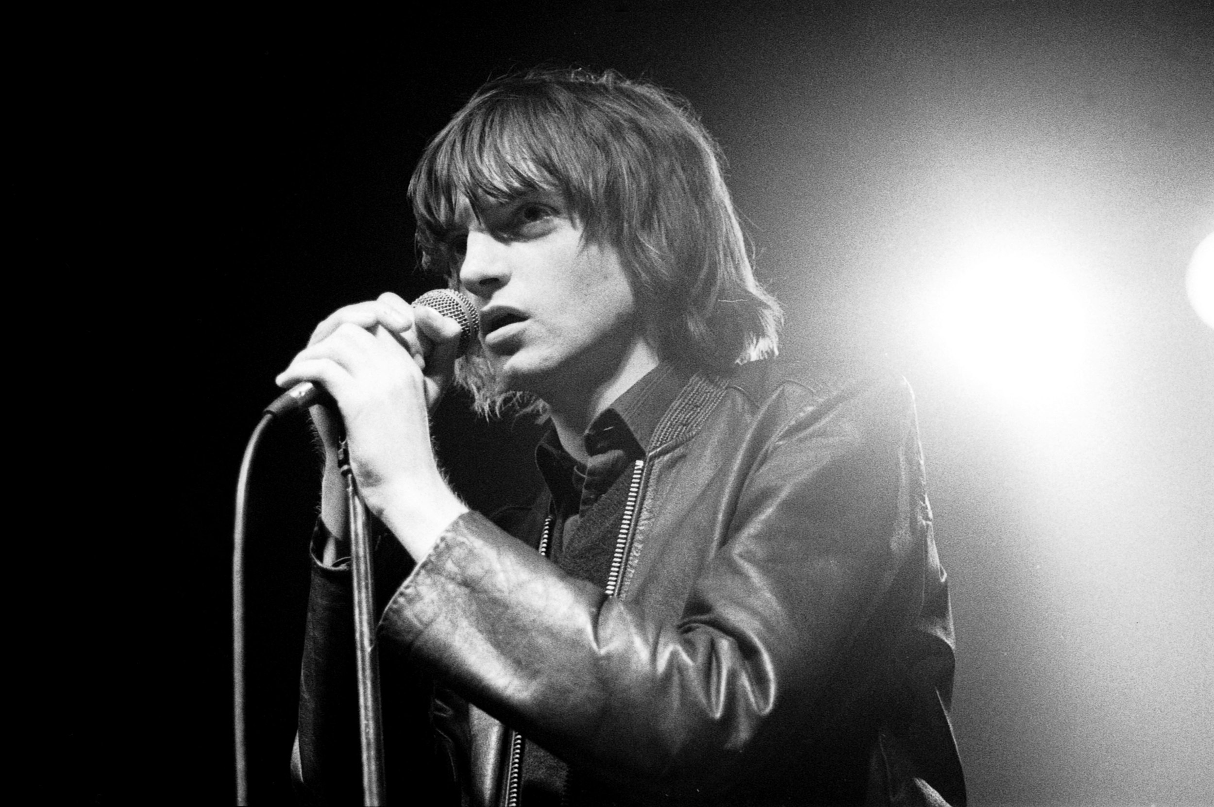 Front man Mark E. Smith of the Fall at the Electric Ballroom, London, April 17, 1980. Photo by David Corio/Redferns.